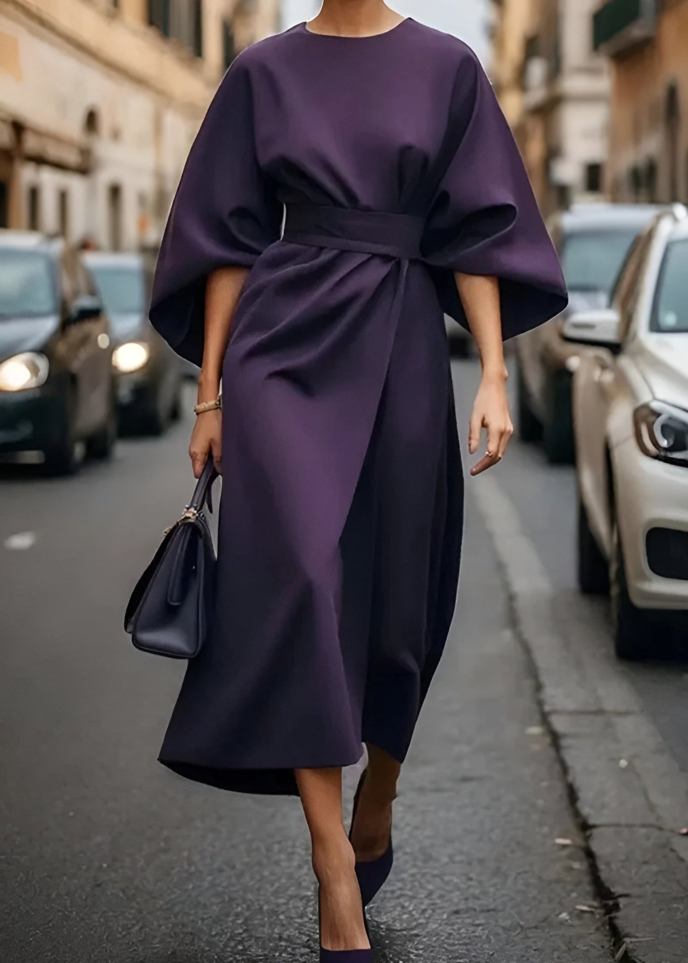 Flowy Belted Maxi Dress Street Wave for Women Comfort