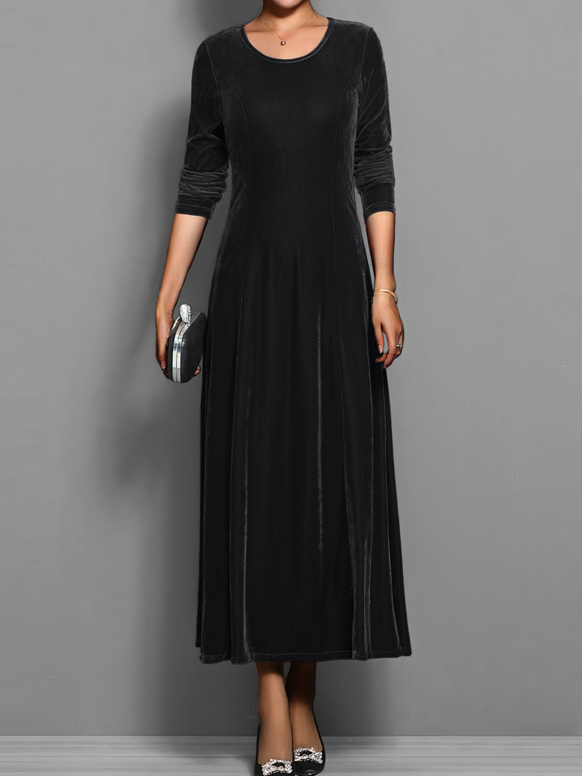 Women's Velvet Dress with Classic Design and Elegant Fit