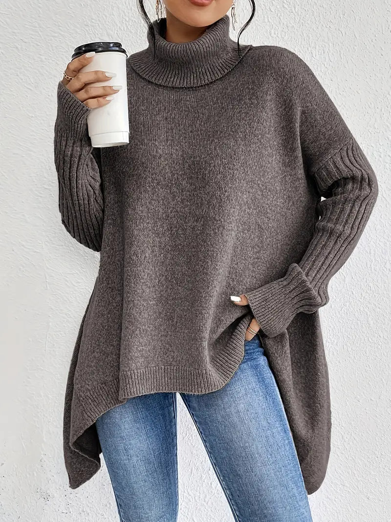 Street Wave Cozy Long Turtleneck Knit Sweater For Women With Loose Fit Warmth And Timeless Style