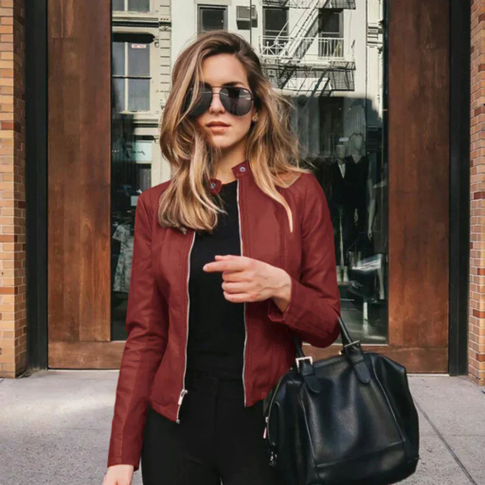 Street-Wave Abigail Italian Leather Biker Jacket For Women Premium Soft Leather Figure Hugging Fit
