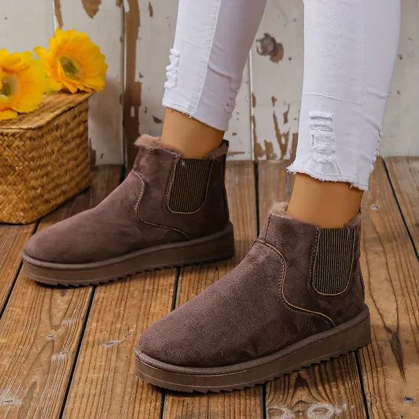 Street Wave Orthopedic Winter Boots For Women Warm Suede Ankle Boots With Faux Fur Lining