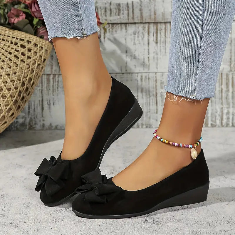 Streetwave Kelsey Bowknot Wedge Heels For Women Minimalist Everyday Comfort And Elegant Style