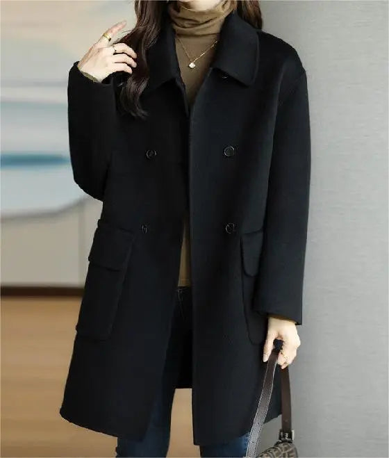 Street-Wave Women's Tailored Wool-Blend Coat Jacket For Winter Warmth And Style Today