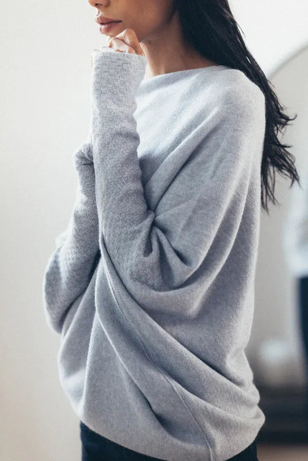 Street Wave Draped Off Shoulder Sweater for Women Asymmetric Design Effortless Elegance