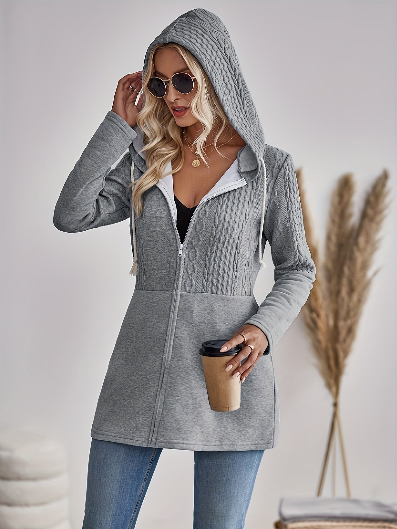 Street-wave Isla Structured Hooded Jacket With Zip For Women Soft Cozy Everyday Wear