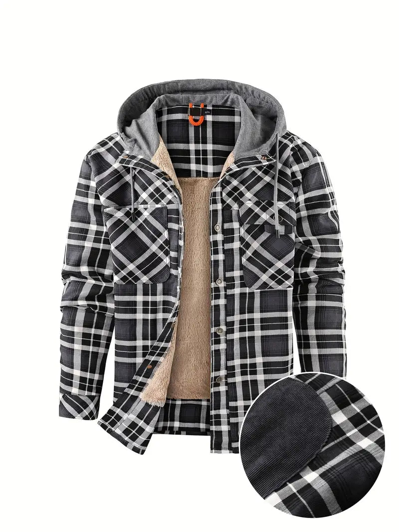 Wyatt Hooded Plaid Jacket Street Wave Cozy Fleece Lining Unisex Outdoor