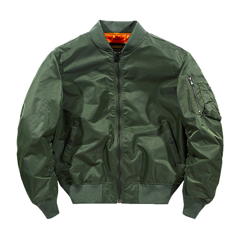 Street Wave Windproof Bomber Jacket Insulated Warm Urban Winter Coat For Men With Orange Lining