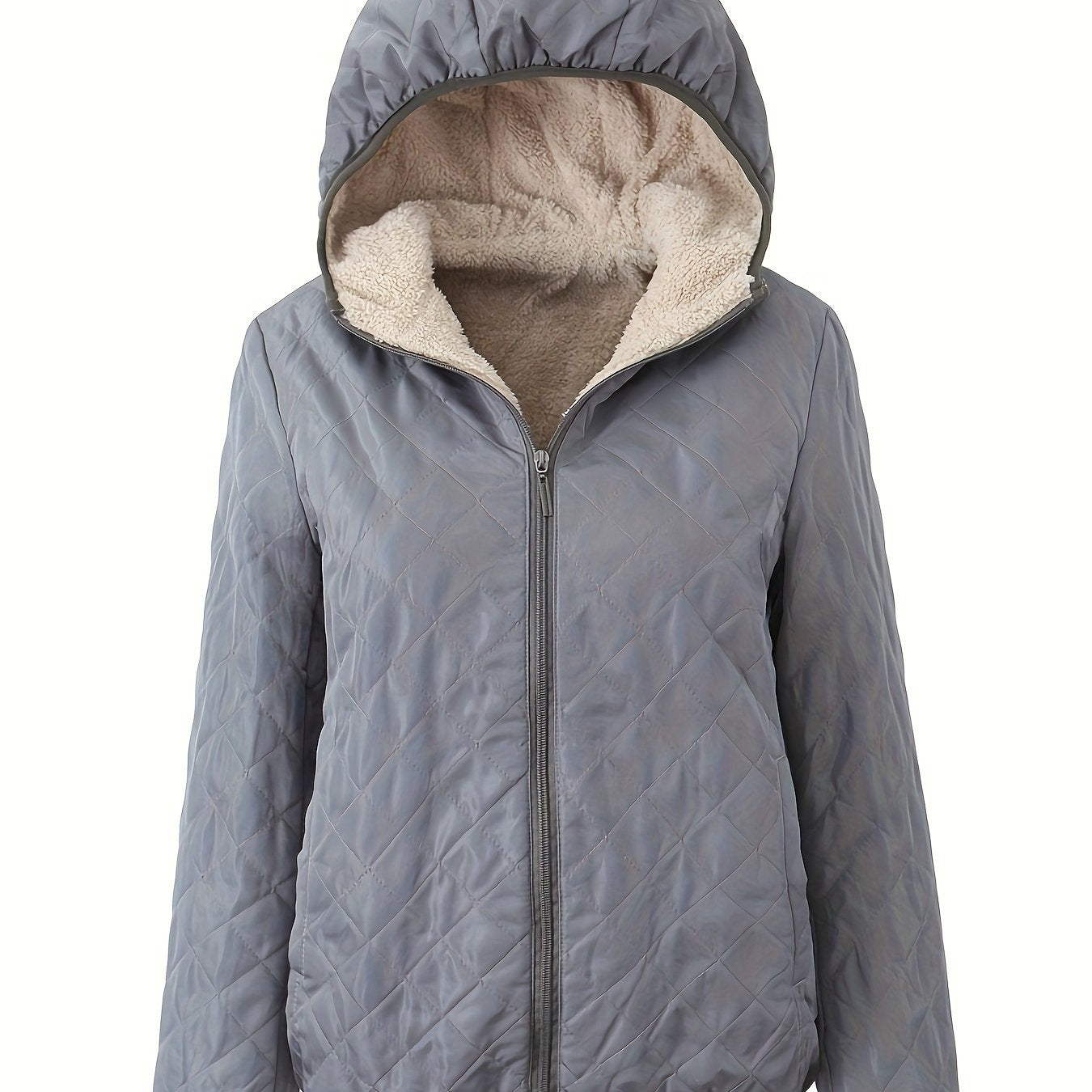 Street-wave Quilted Hooded Jacket for Women with Cozy Fleece Lining for Warmth and Everyday Chic