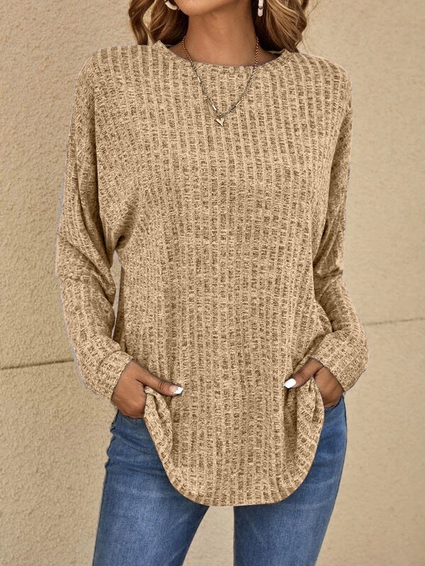Street-Wave Cozy Knit Long Sleeve Pullover for Women Stylish Versatile Casual Wear