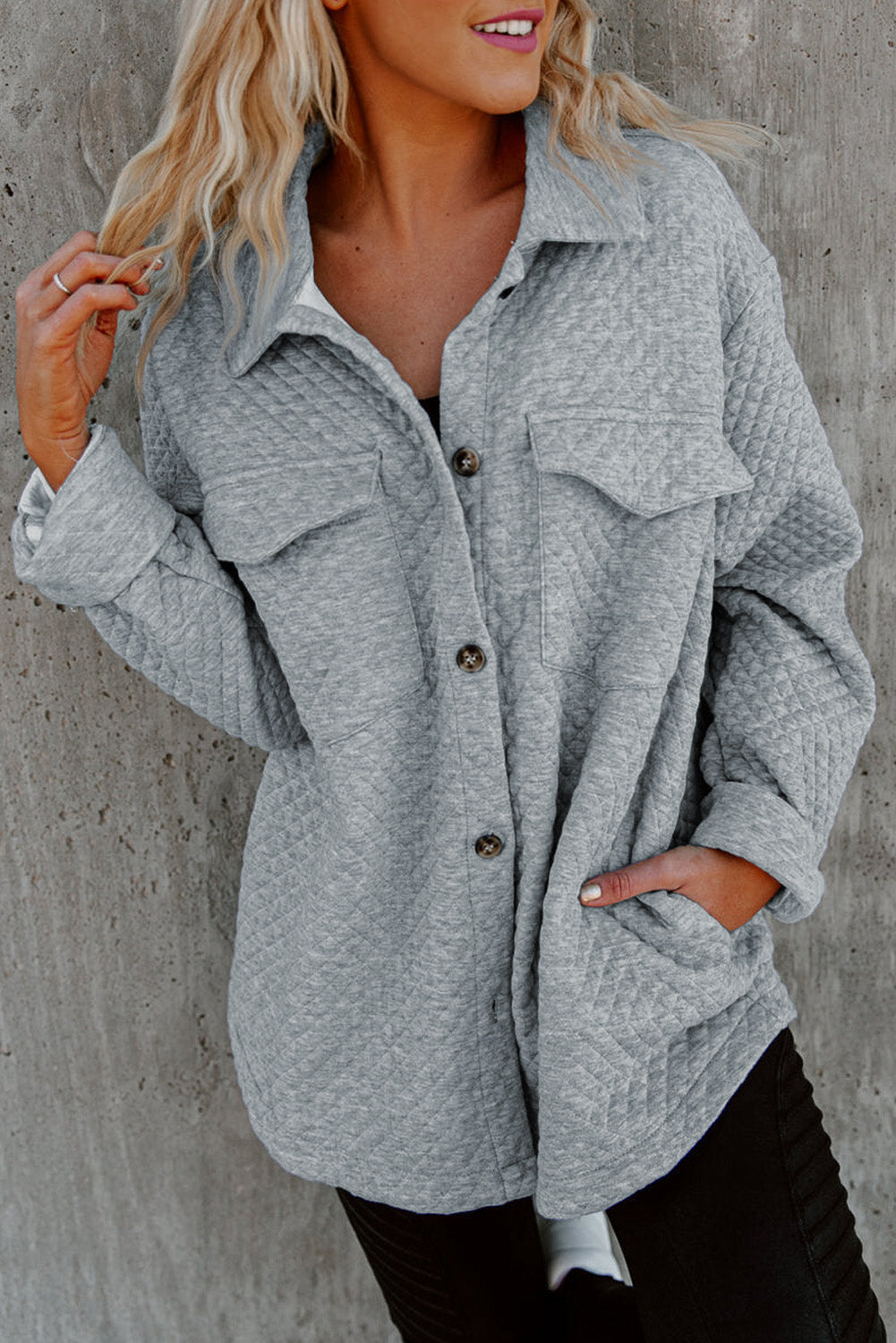Streetwave Lightweight Quilted Shirt Jacket Polyester Comfort And Style For Everyday Wear
