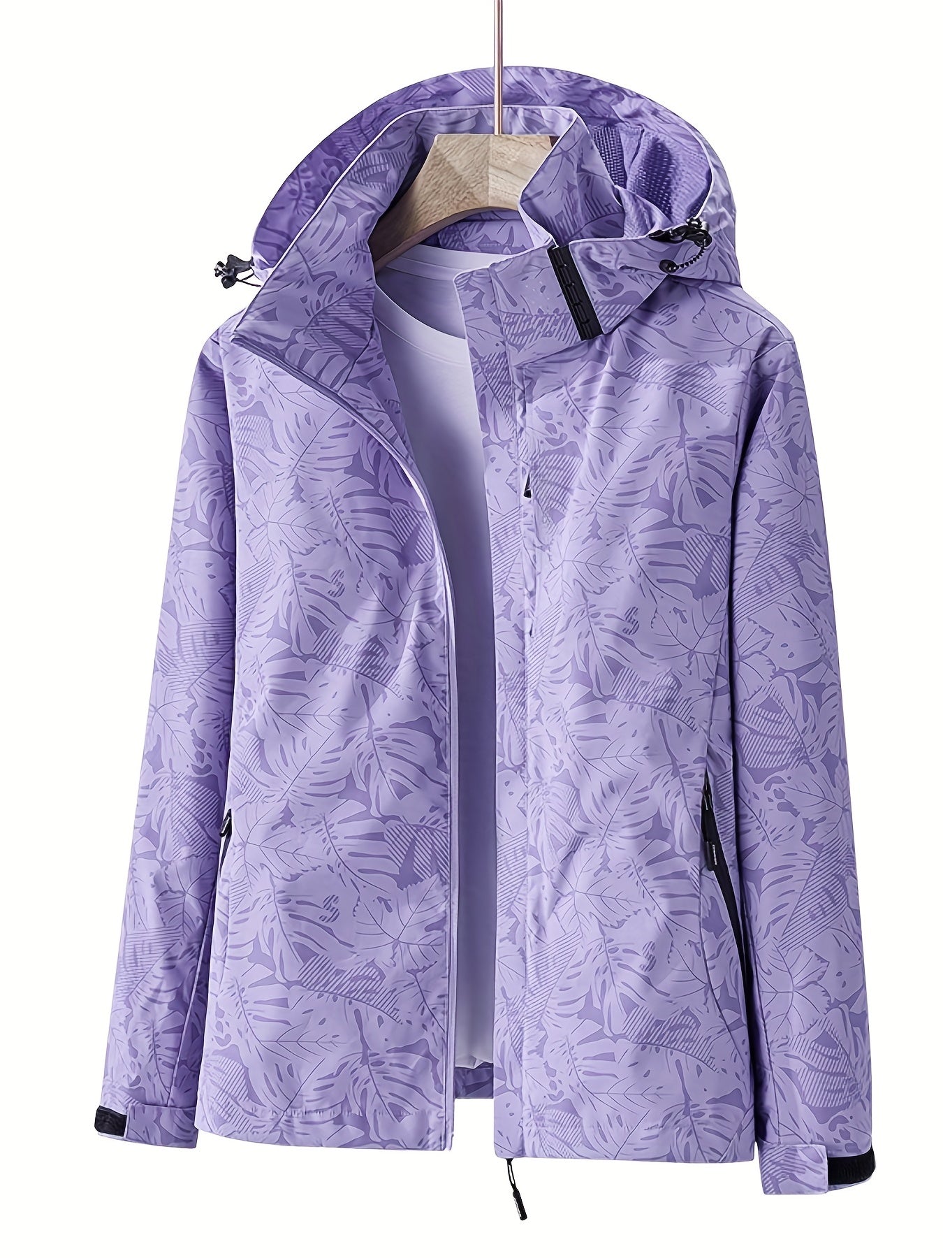 Street-wave Waterproof Women Jacket With Hood Chic Rain Outerwear For Women Everyday Wear