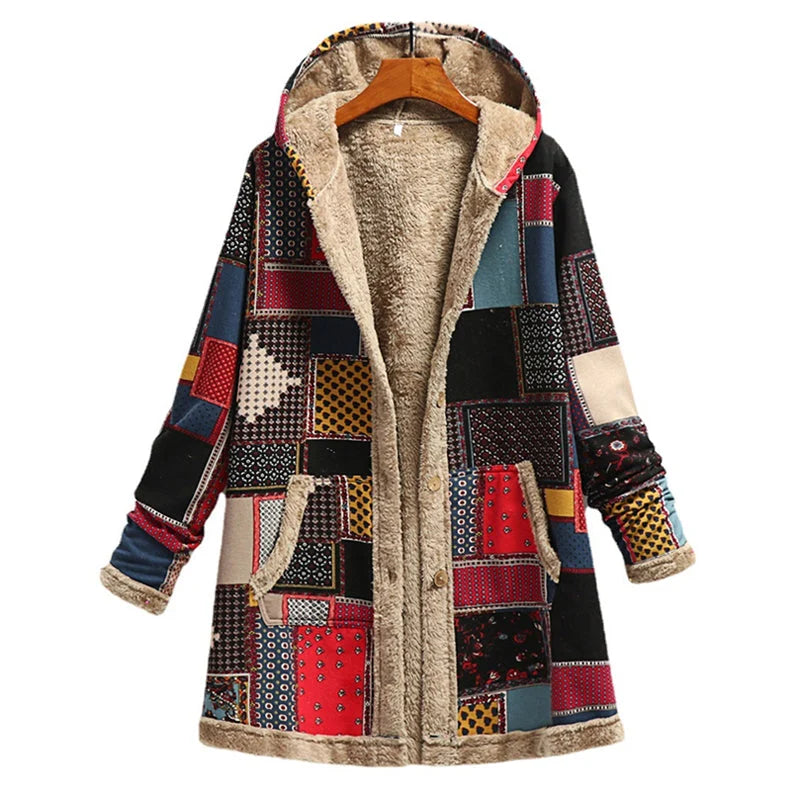 Street Wave Patchwork Hoodie With Fleece Lining Warmth And Comfort For Cold Weather Fans