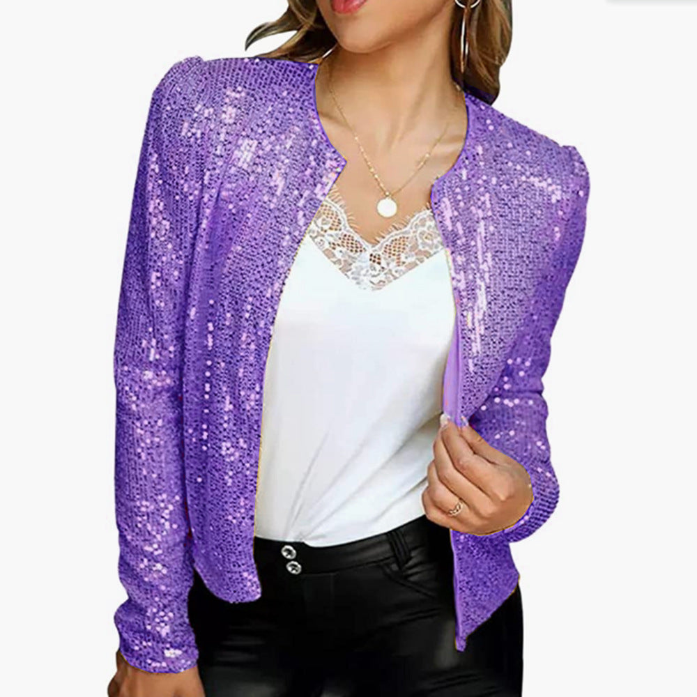 Street-wave Gold Sequin Blazer For Women Glamorous Shine From Office To Date Night