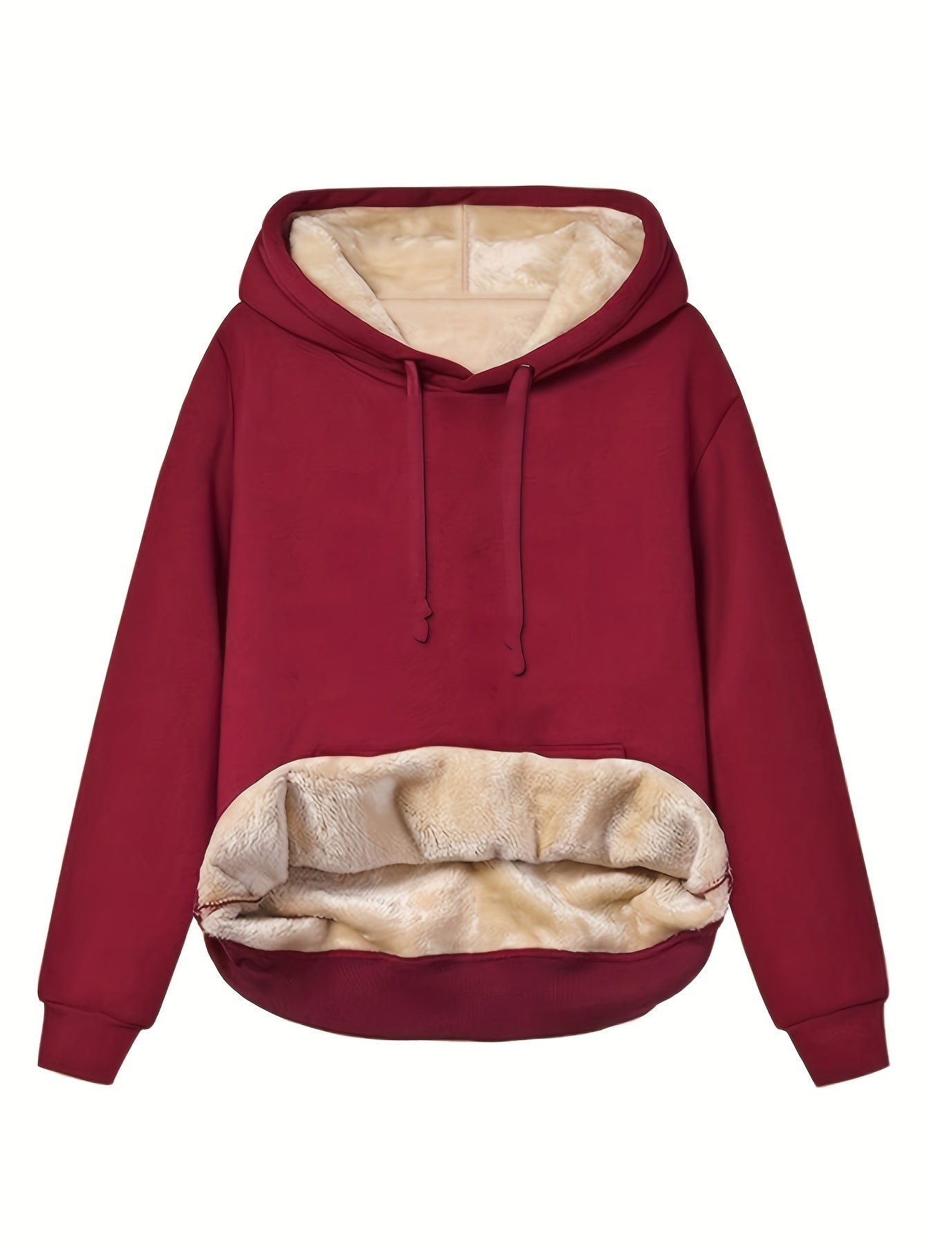 Street-Wave Plush Lined Hoodie For Women With Cozy Sherpa Pocket And Warm Interior