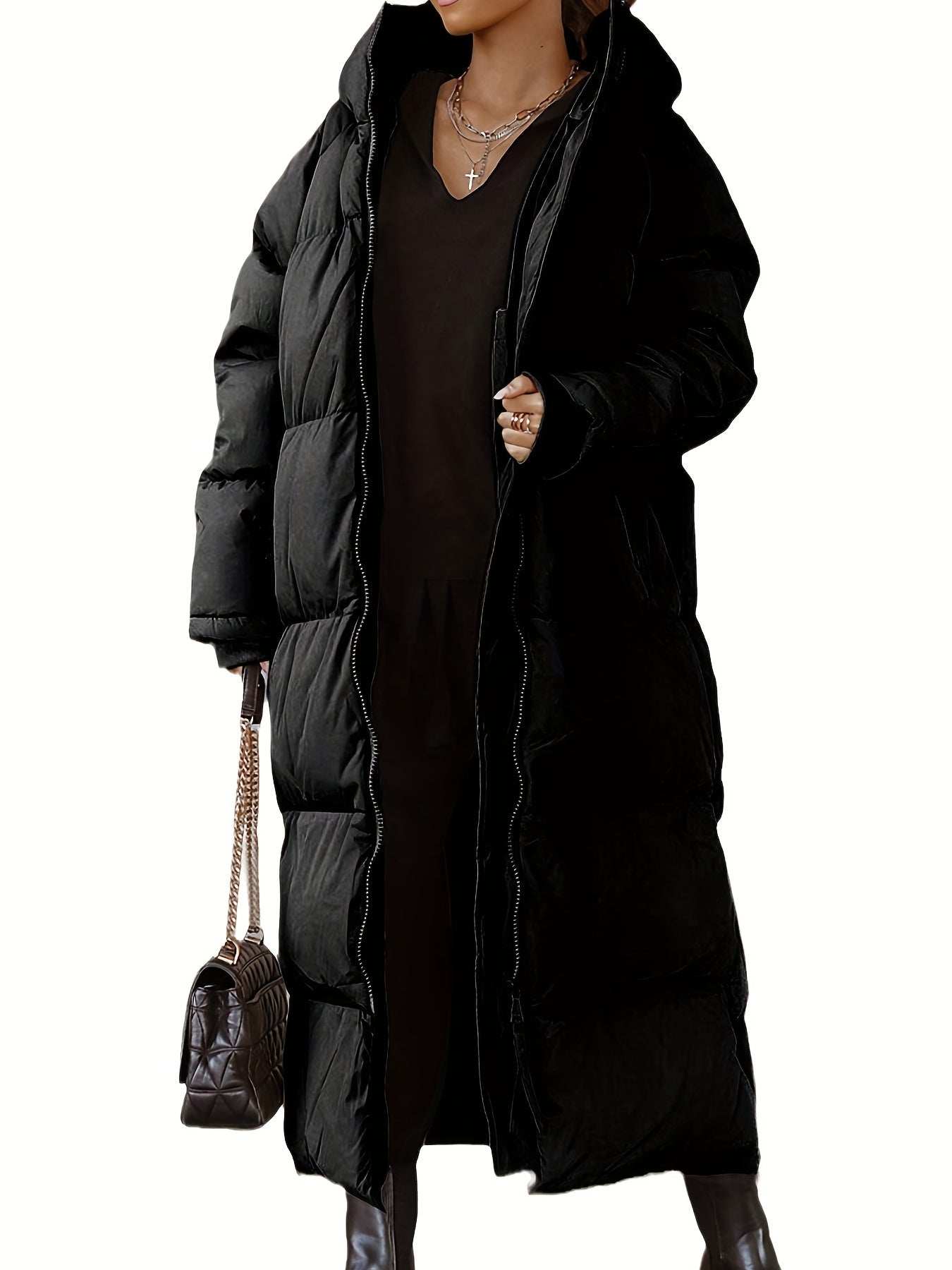 Street-Wave Women's Long Puffer Coat Winter Jacket Ultra Warm Versatile Outerwear