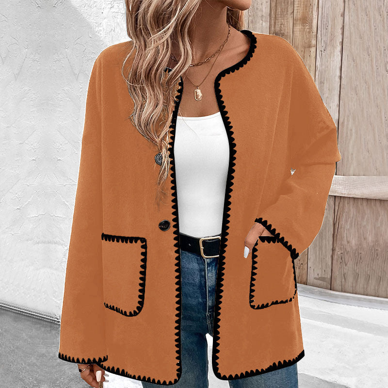 Street-Wave Colorblock Fleece Coat Unisex Cozy Warmth With Pockets