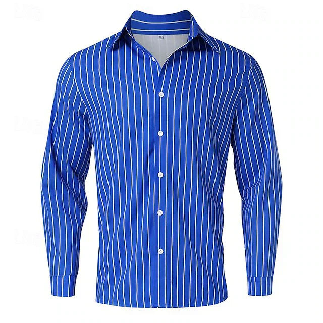 Street Wave Luke Striped Button Up Shirt For Men Cotton Blend Wardrobe Essential