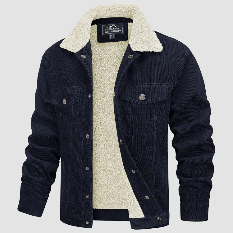 Street-wave Corduroy Jacket For Men With Sherpa Lining Cozy Warmth And Versatile Fit
