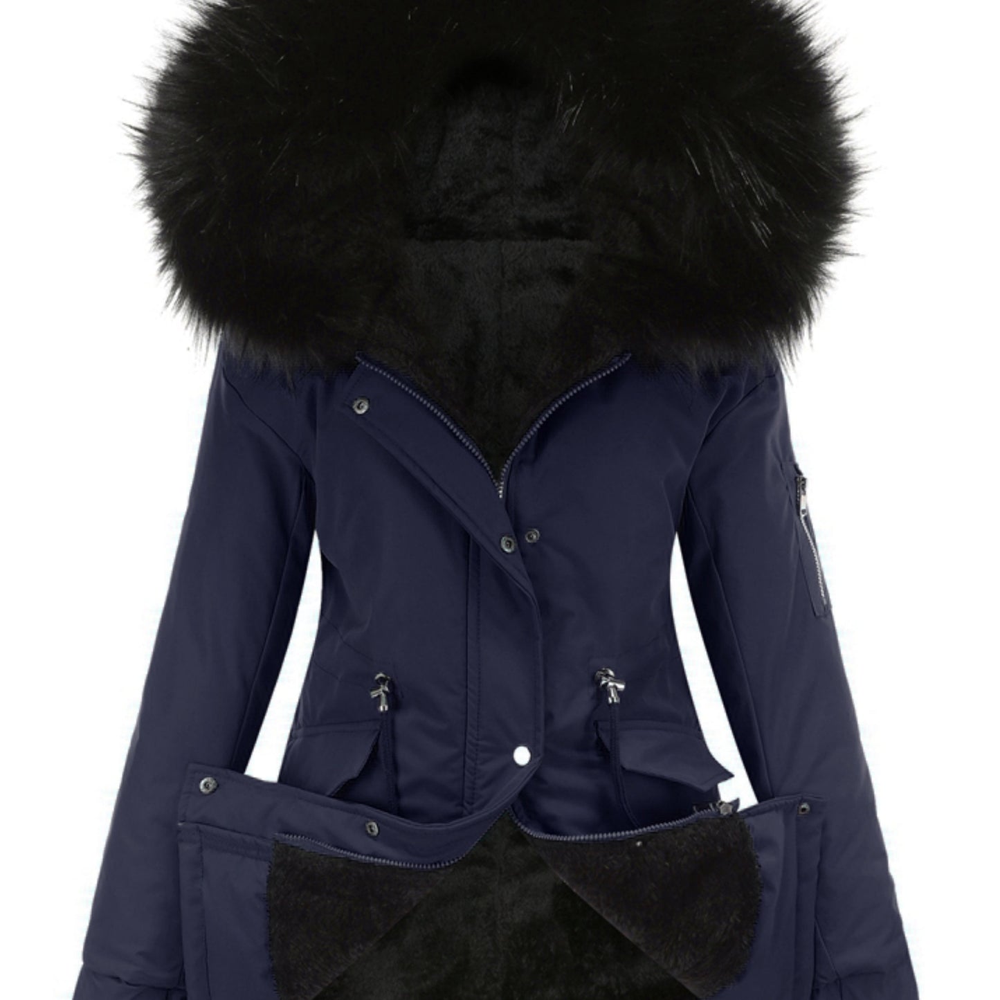 Street-Wave Cozy Fur Hooded Parka Jacket With Front Zip For Urban Winter Style And Warmth
