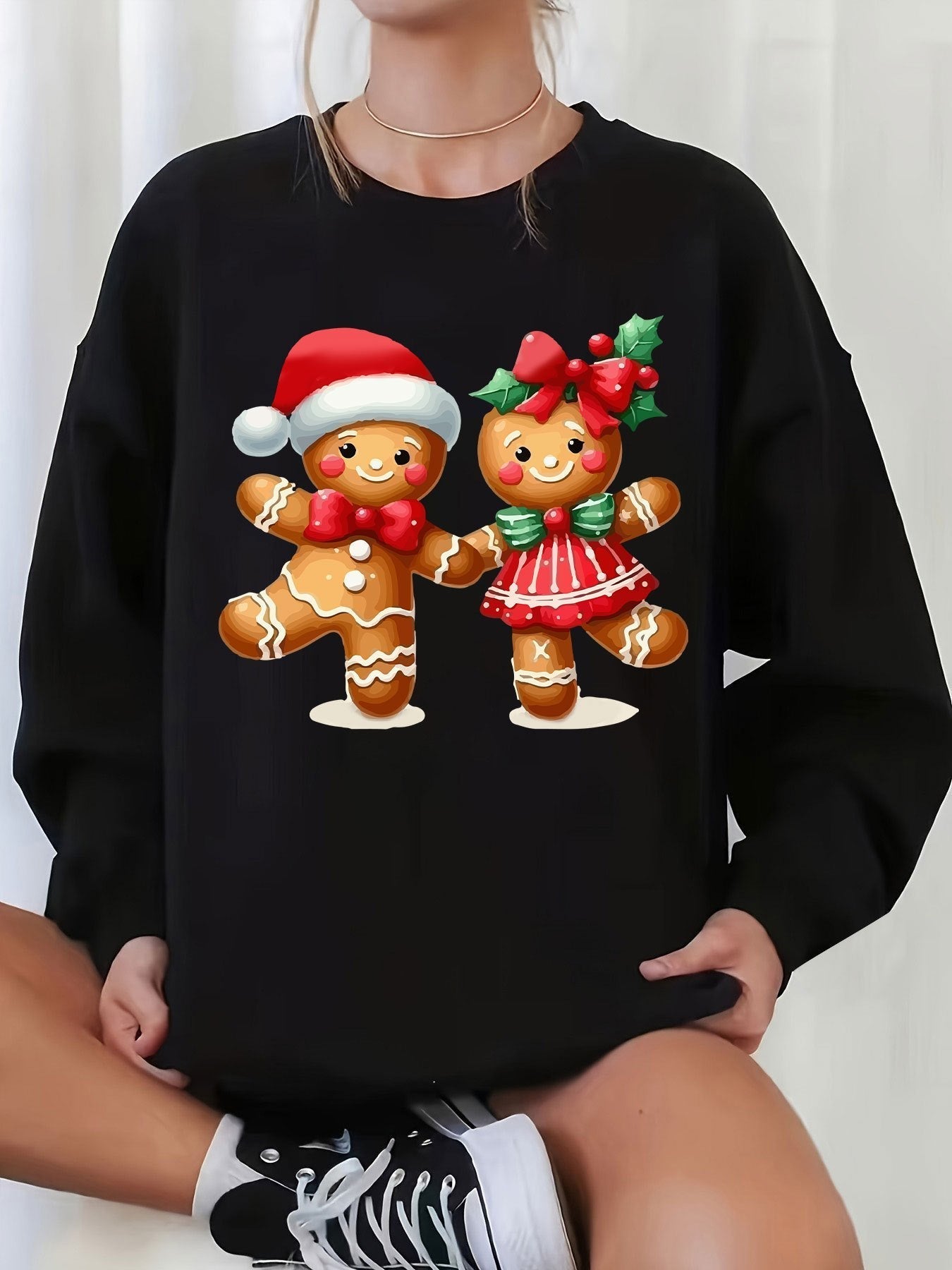 Streetwave Christmas Gingerbread Sweatshirt Soft Cotton Comfort For Women Festive Everyday