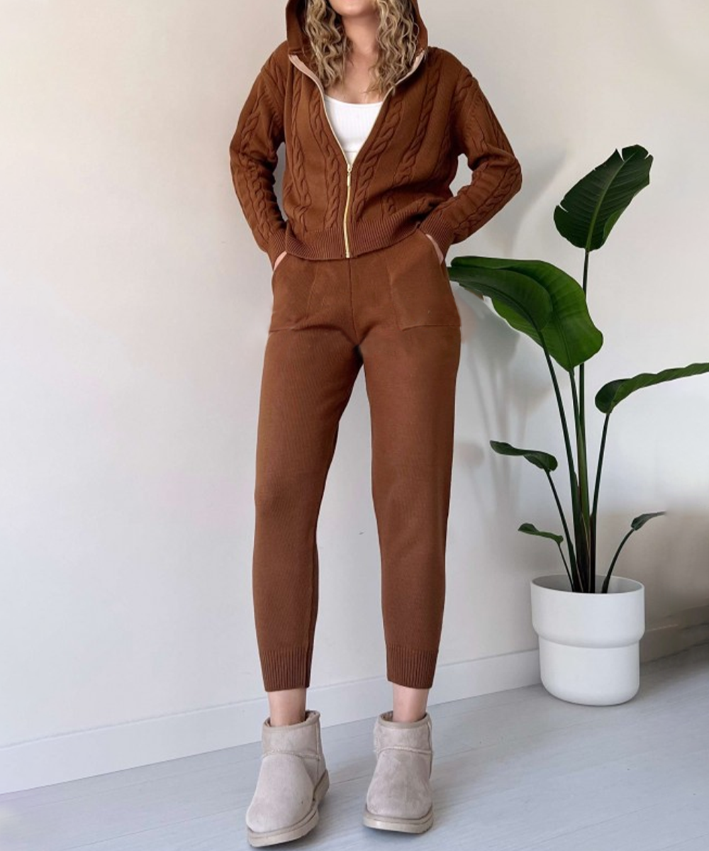 Streetwave Lunaris Cardigan And Jacquard Pullover Set For Women Plus Size Cozy Knit Comfort