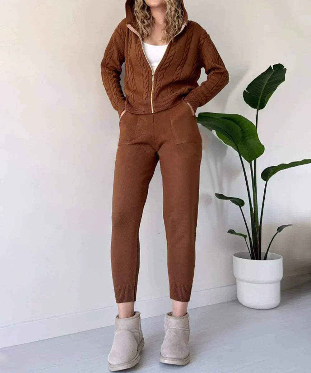 Street-wave Teddy Knit Set For Women Twist Jacquard Pullover And Cardigan Cozy Winter Warmth