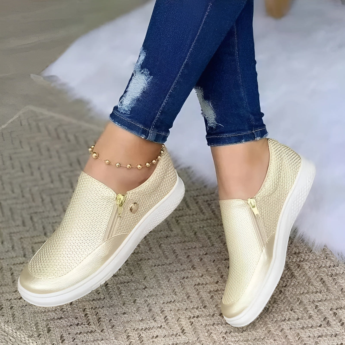 Street-Wave Orthopedic Slip-On Shoes For Women With Zipper Closure, Comfortable Support