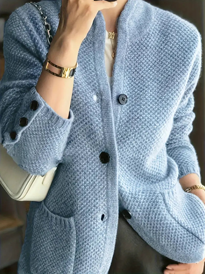 Street-Wave Buttoned Cardigan For Women, Soft Knit, Classic Comfort, Office To Weekend