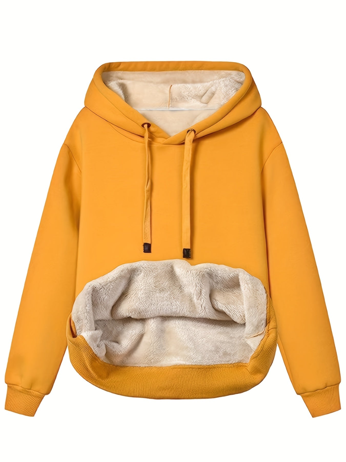 Street-Wave Plush Lined Hoodie For Women With Cozy Sherpa Pocket And Warm Interior