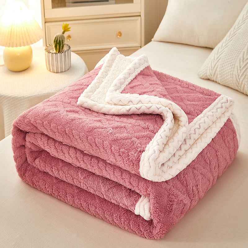 Sherpa Fleece Throw Blanket With Reversible Textured Design