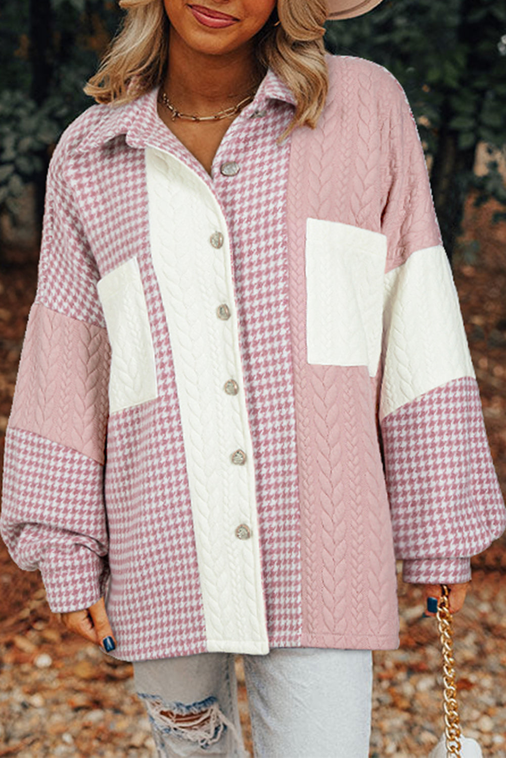 Street-Wave Patchwork Shacket Cotton Blend For Women Chic Modern Layering Comfort