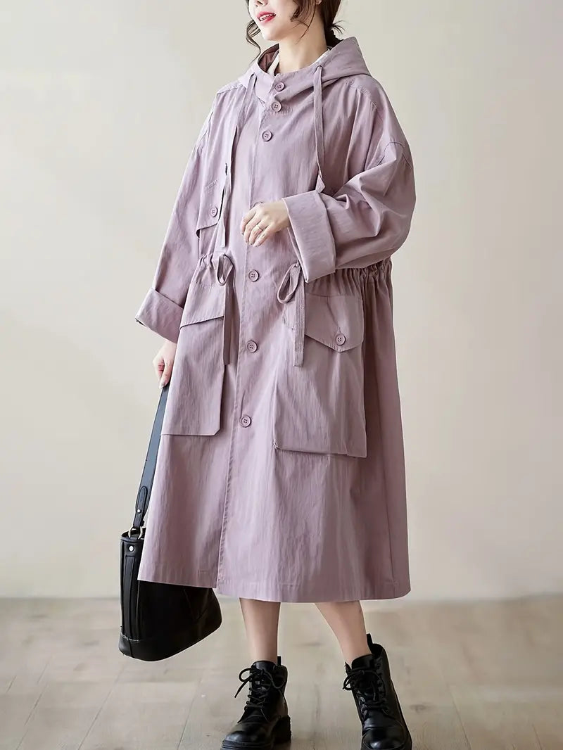 Streetwave Hooded Long Coat For Women With Practical Pockets Stylish And Versatile