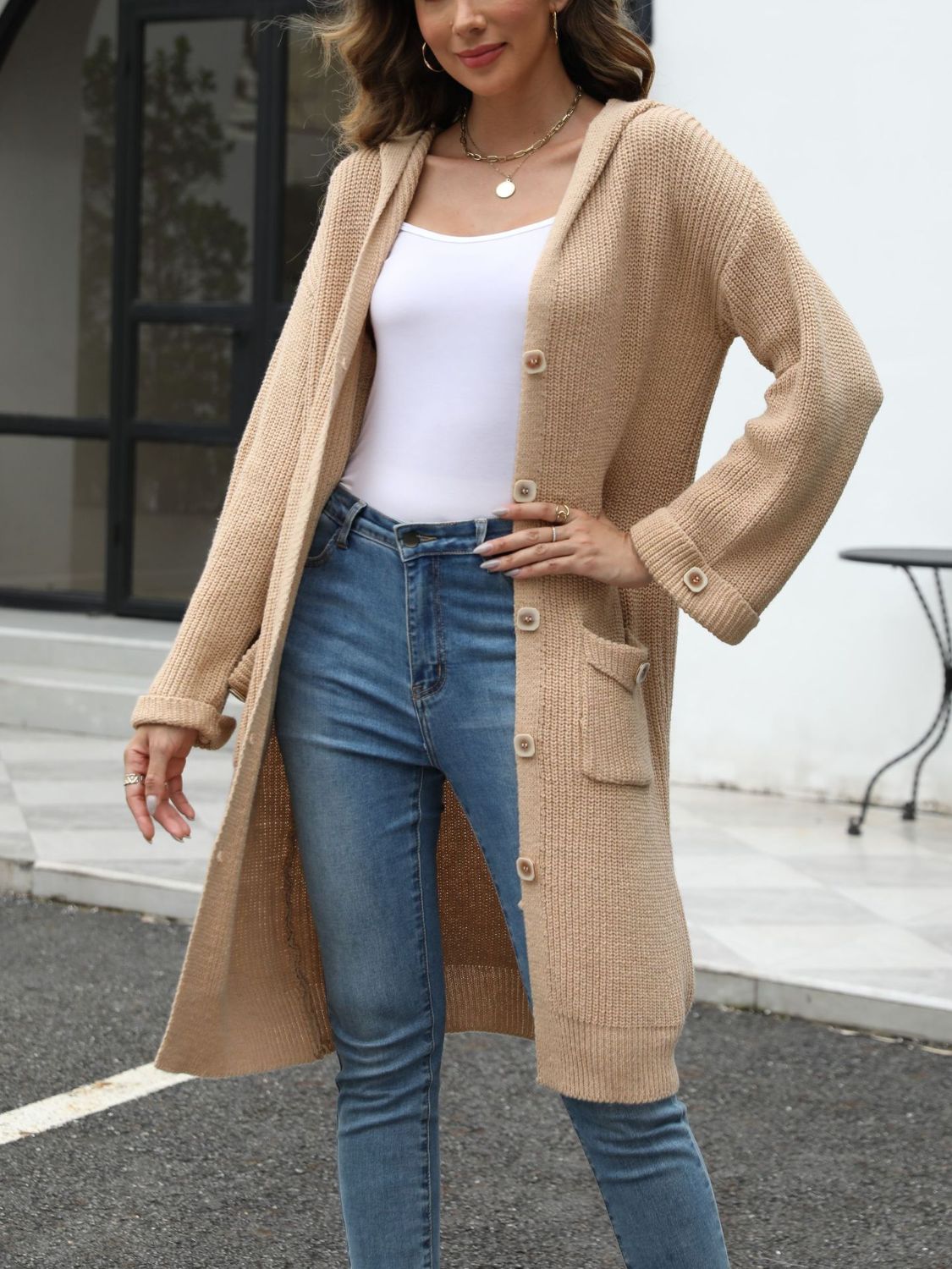 Street-Wave Long Knit Cardigan With Button Closure For Women, Effortless Timeless Comfort