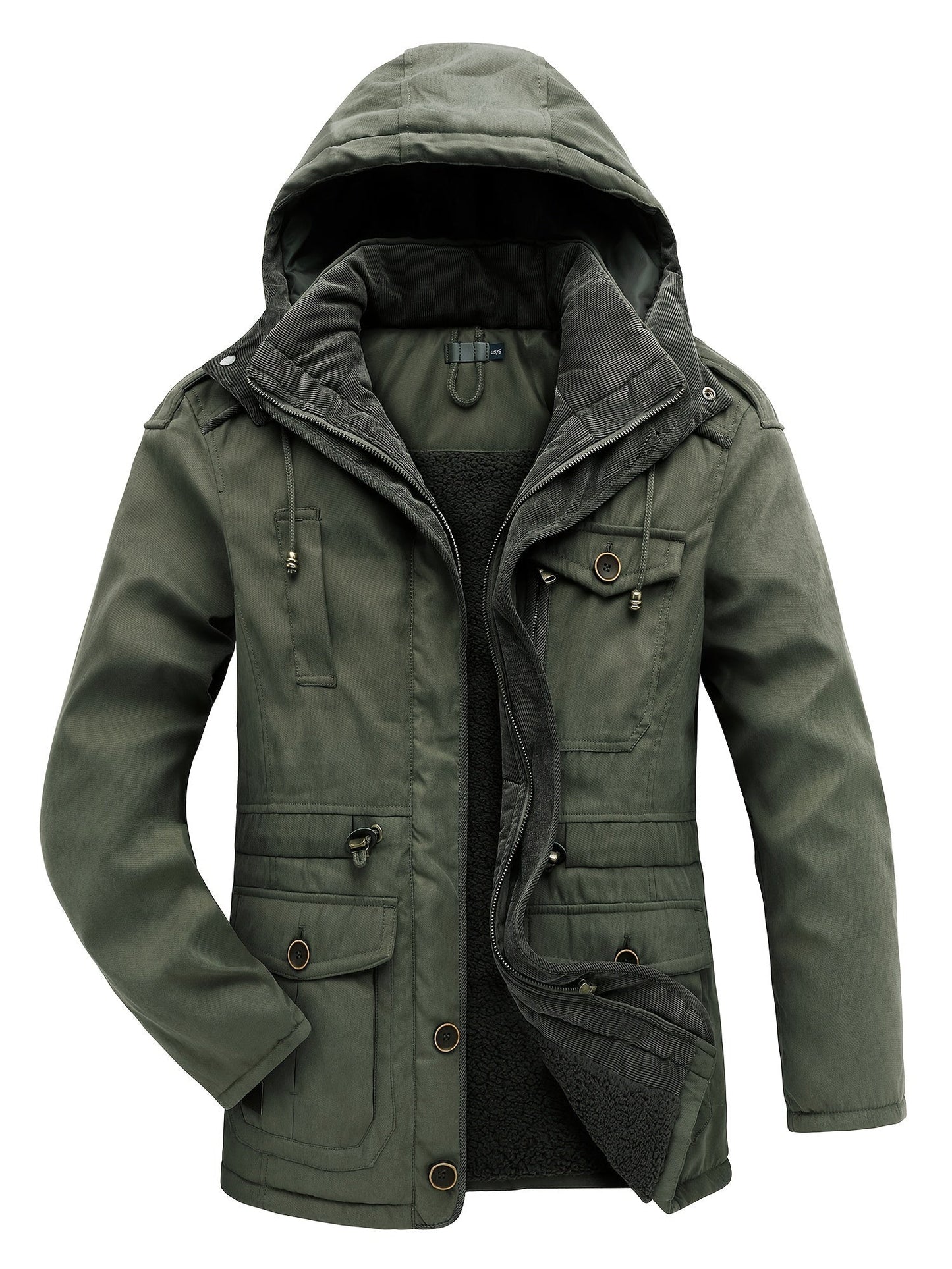 Street-Wave Hooded Utility Jacket Insulated Lining For Men