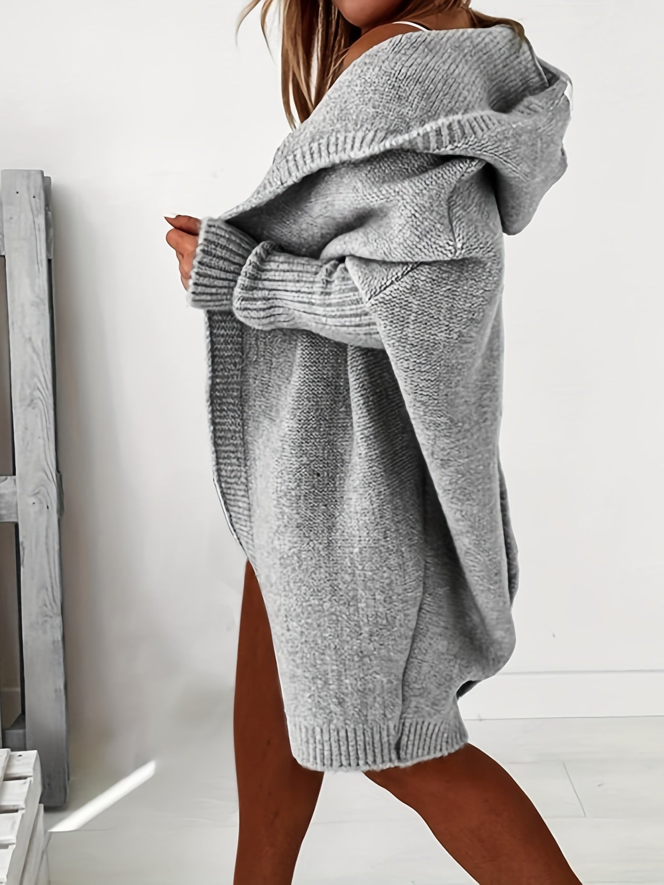 Street-wave Cozy Hooded Knit Cardigan For Women With Relaxed Fit And Soft Breathable Fabric