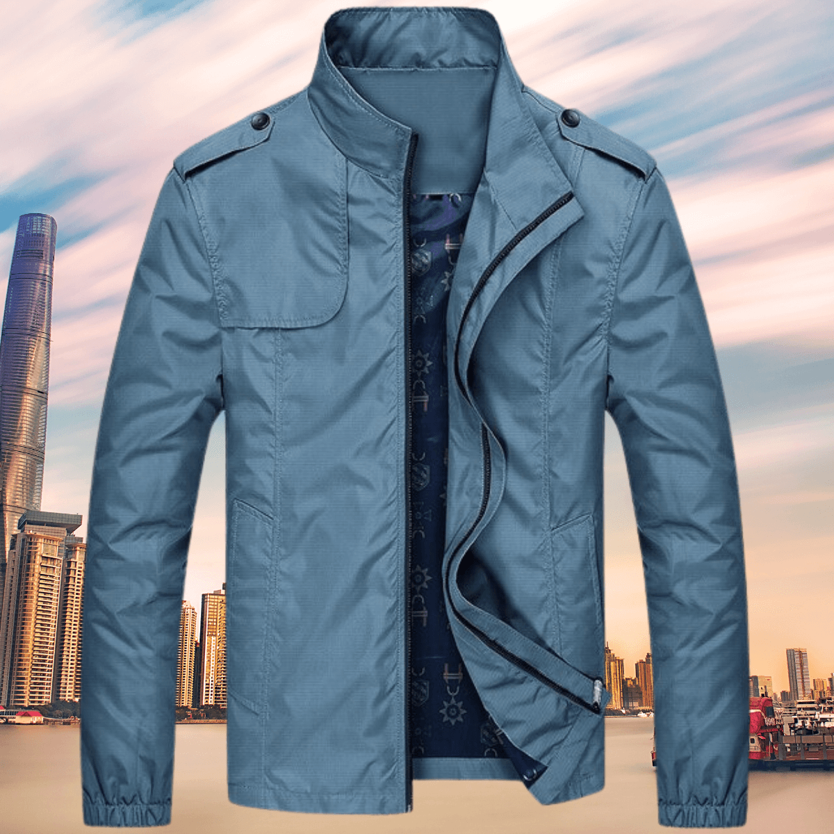 Street-Wave Mens Autumn Oxford Jacket With Collar For Warmth And Timeless Style For Everyday City Wear