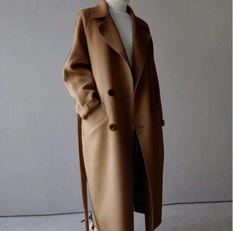 Street-Wave Long Double-Breasted Wool Coat For Urban Winter Style Warmth And Versatility