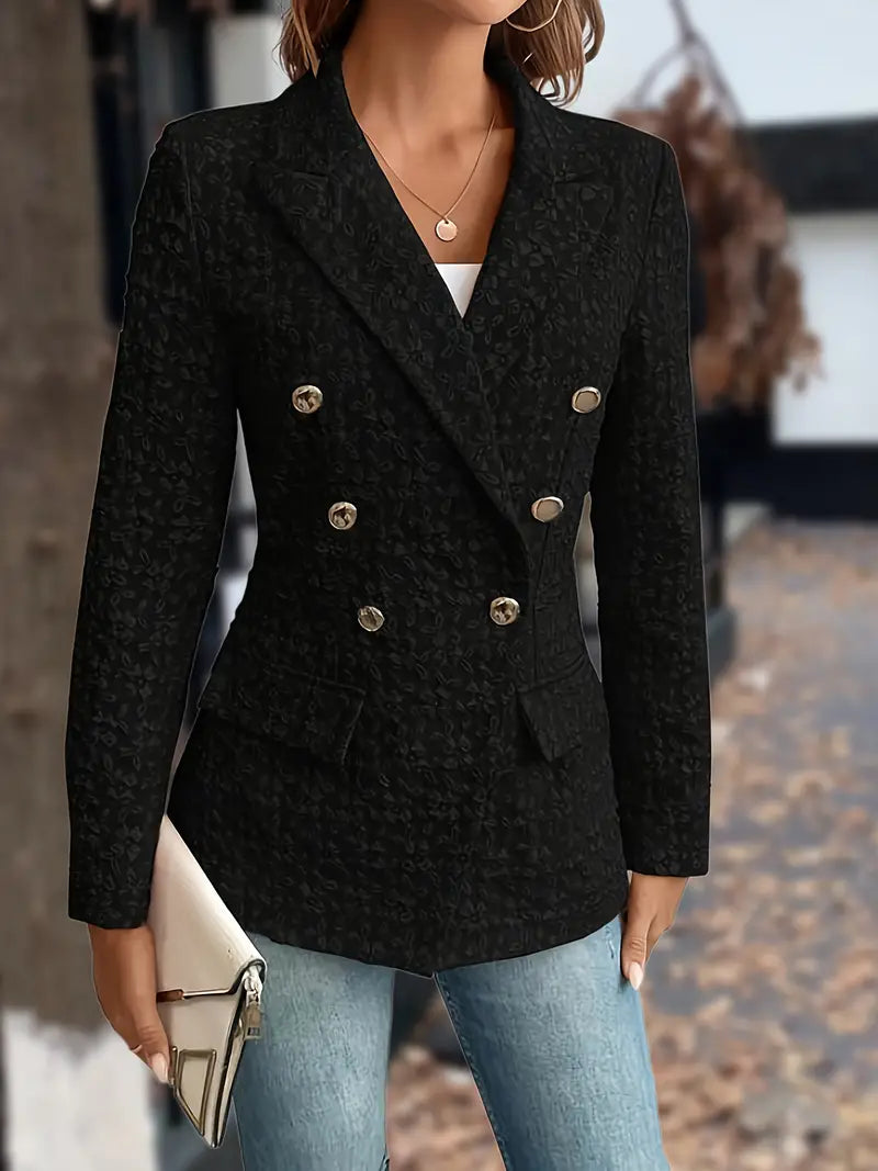 Street-Wave Grey Blazer Jacket With Pockets For Women, Structured And Versatile Office Chic