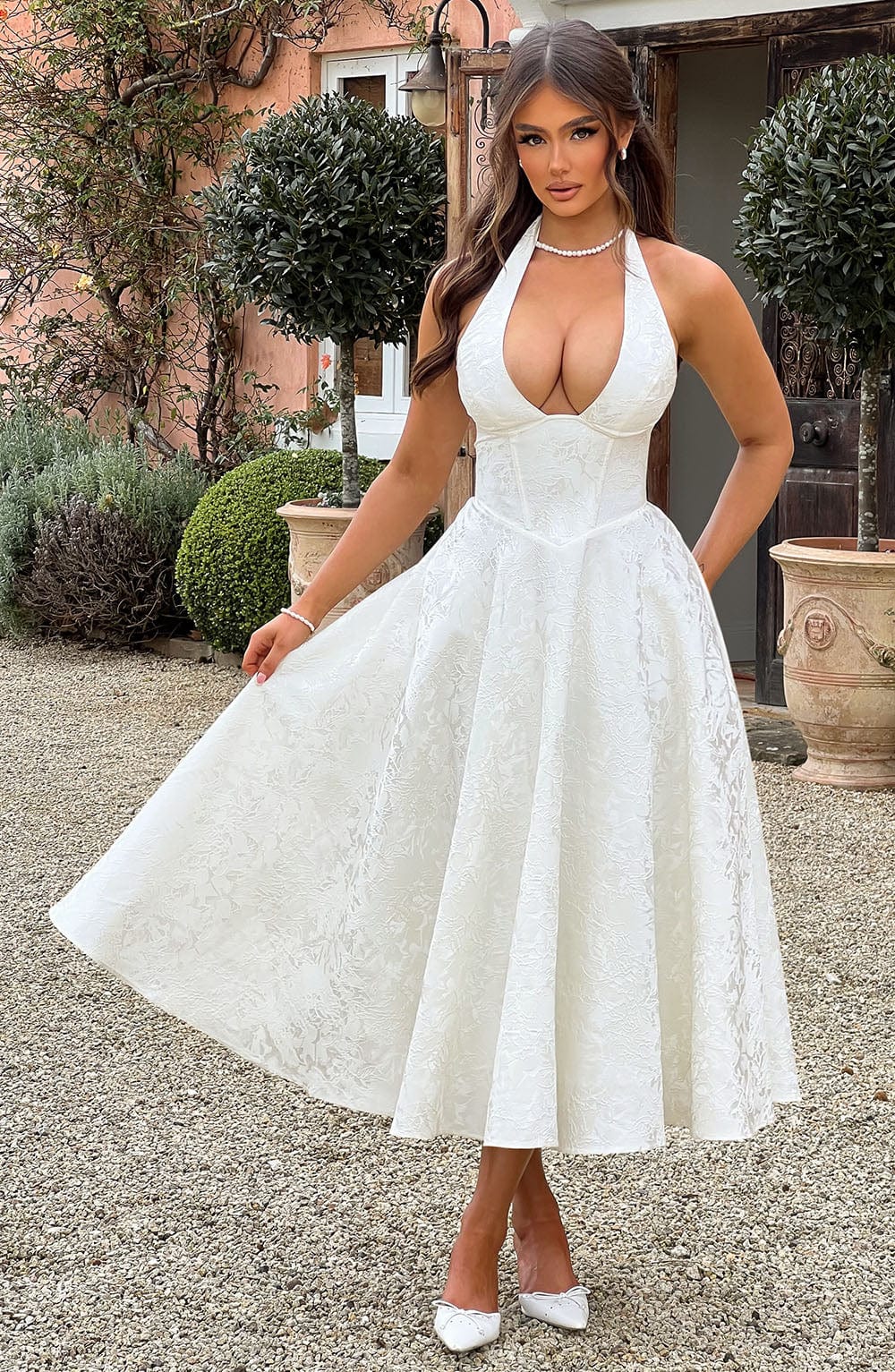 Women's V-Neck Dress with Embellished Design and Wedding Guest Style