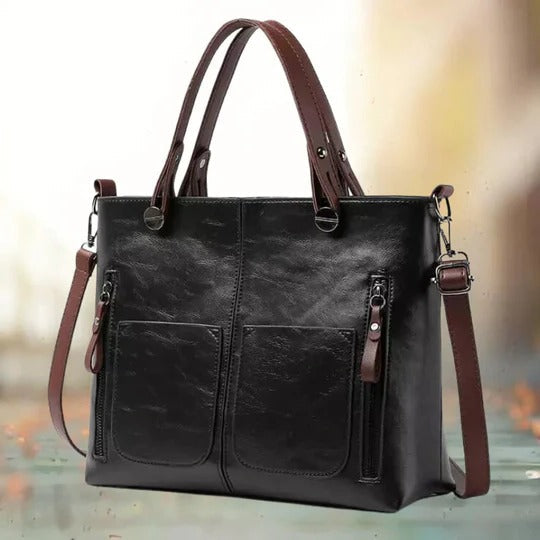 Street-Wave Elegant Leather Bag - Structured Silhouette With Ample Space For Everyday Essentials And Style