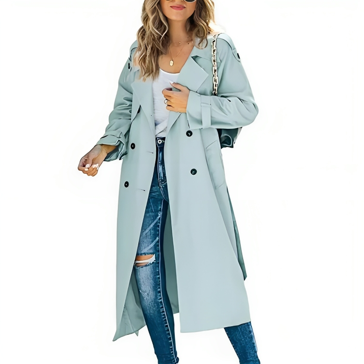 Street-wave Pink Trench Coat For Women With Lapels And Belt - Elegant Timeless Outerwear