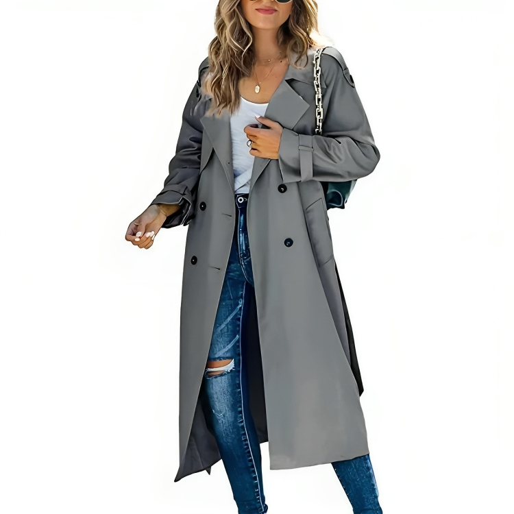 Street-wave Pink Trench Coat For Women With Lapels And Belt - Elegant Timeless Outerwear
