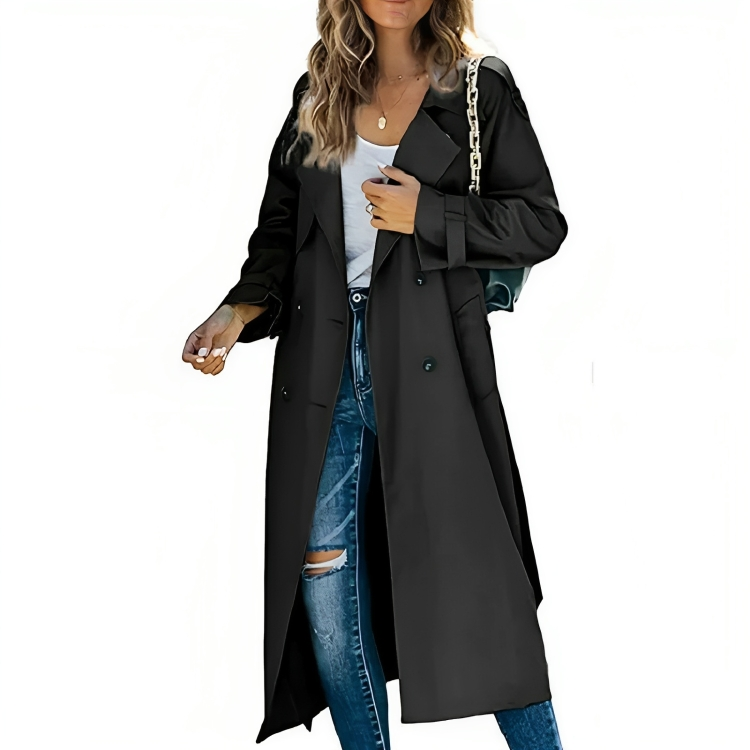 Street-wave Pink Trench Coat For Women With Lapels And Belt - Elegant Timeless Outerwear