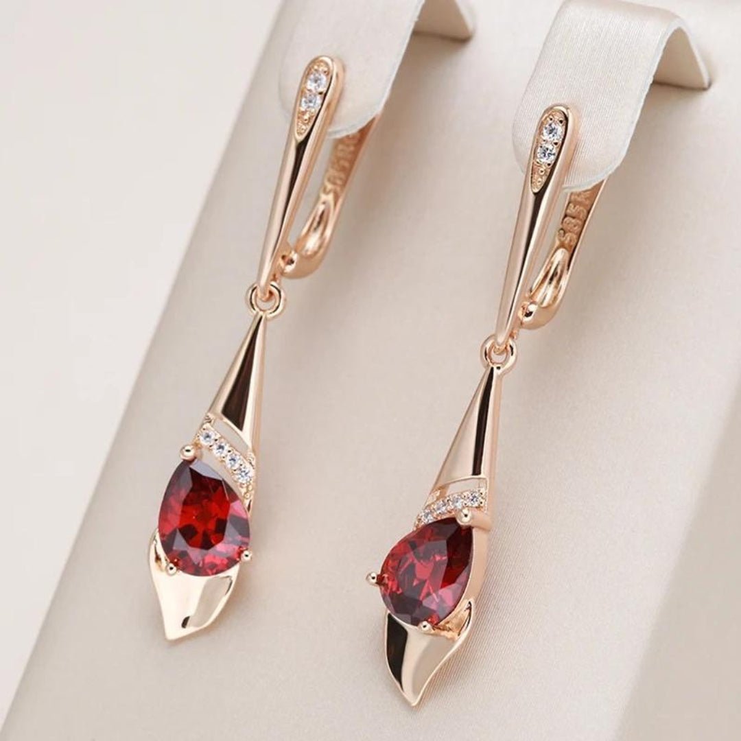 Women's Gold Pendant with Red Crystal and Classic Design - Street-Wave