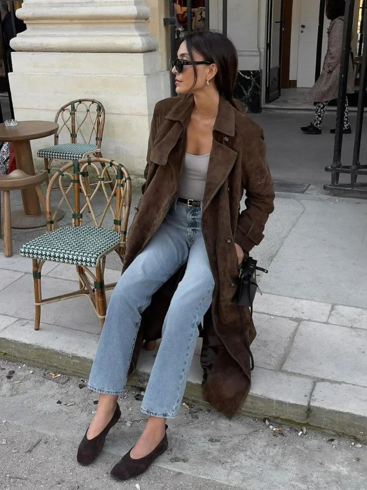 Street-wave Emilie Suede Coat For Women - Tailored Fit, Soft Luxurious Suede, Elegant Look