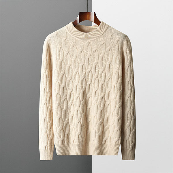 Street-Wave Men's Cable Knit Sweater Premium Warmth For Winter Wardrobe Timeless Classic