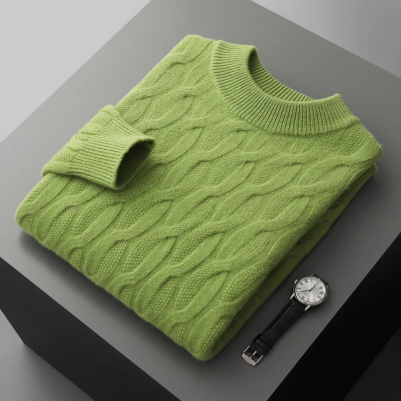 Street-Wave Men's Cable Knit Sweater Premium Warmth For Winter Wardrobe Timeless Classic