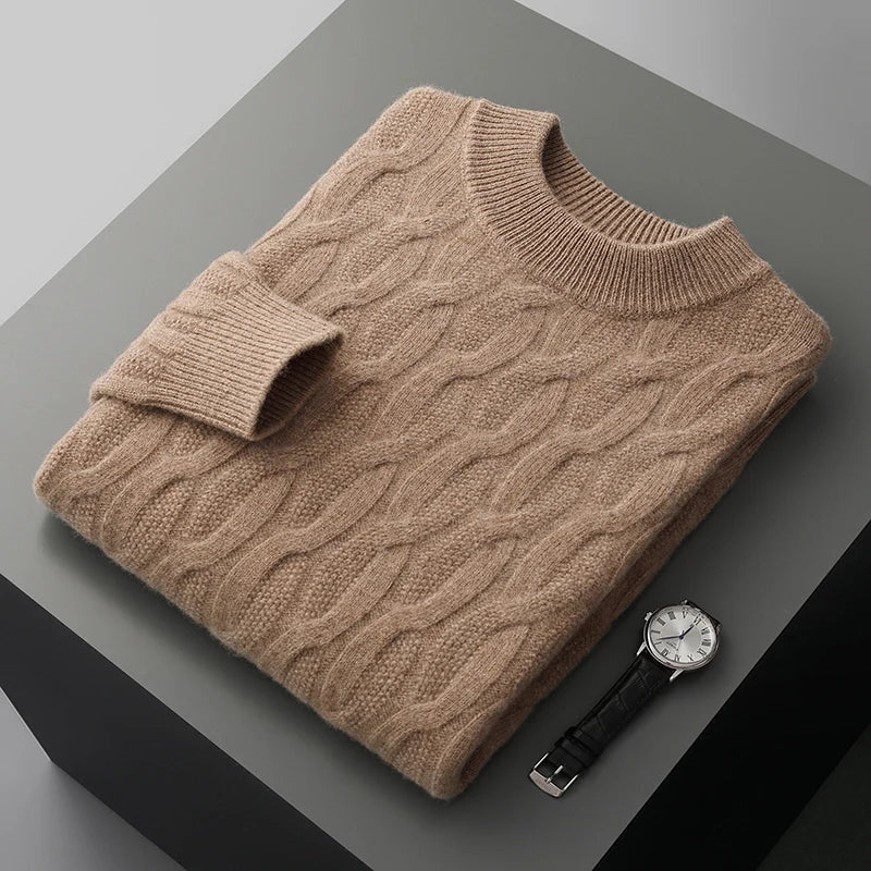 Street-Wave Men's Cable Knit Sweater Premium Warmth For Winter Wardrobe Timeless Classic