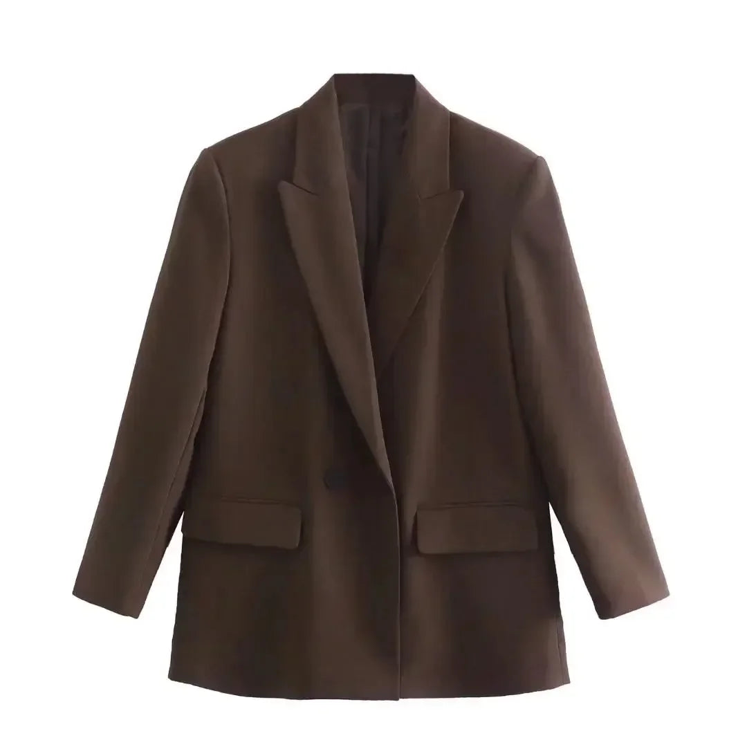 Street-wave Trendy Women Blazer With Pockets Slim Fit Office Ready Timeless Chic