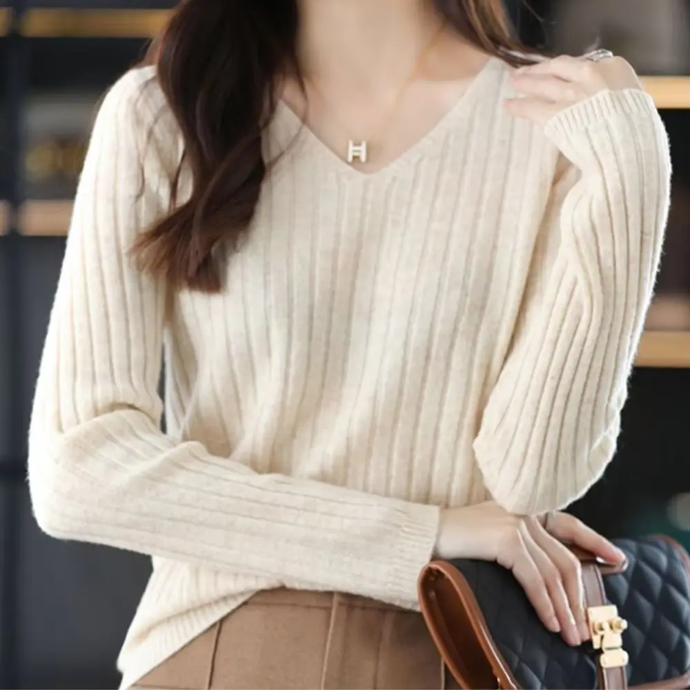 Waylynn V-Neck Knit Sweater For Women Cozy Everyday Warmth